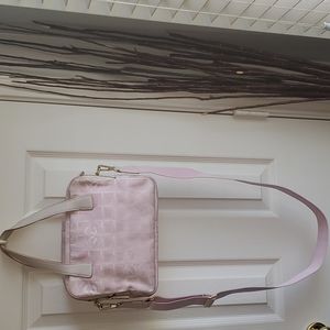 Chanel Pink Nylon CC Logo Travel Line Messenger Bag